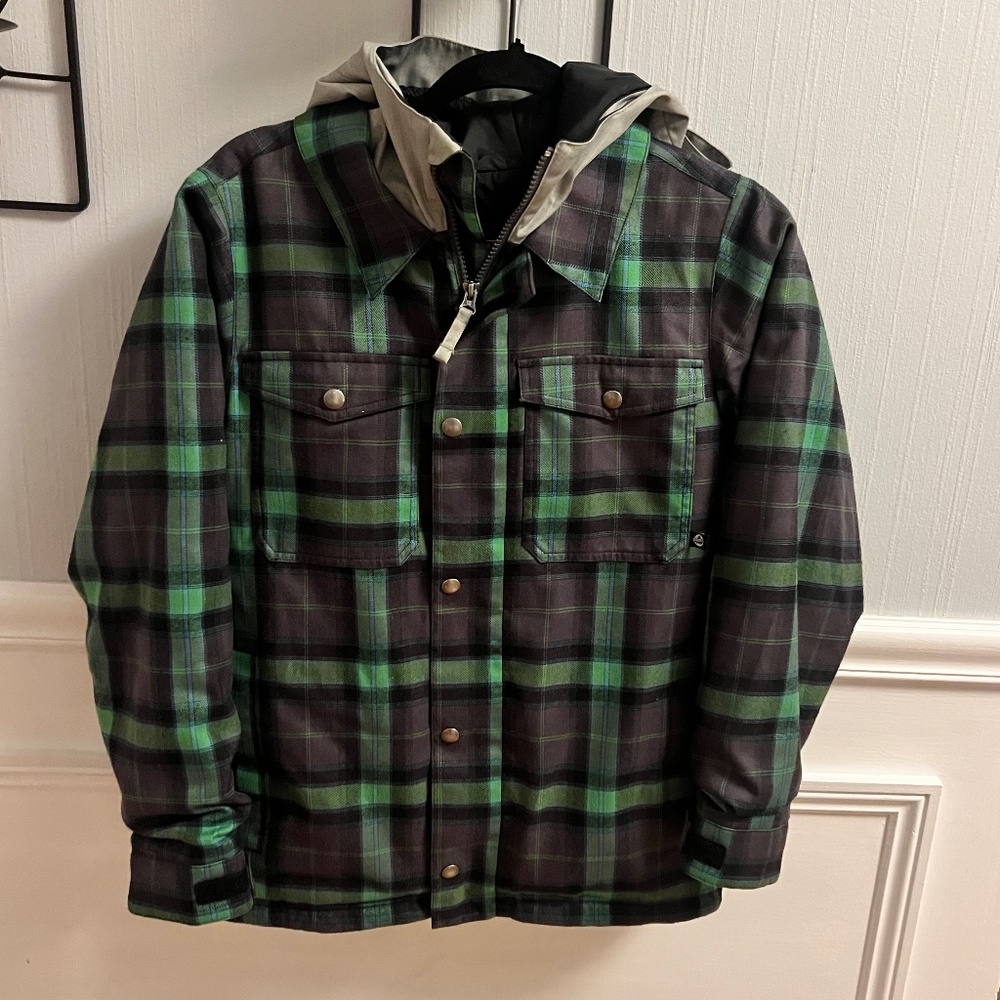 Burton Green and Black Plaid Kids Jacket